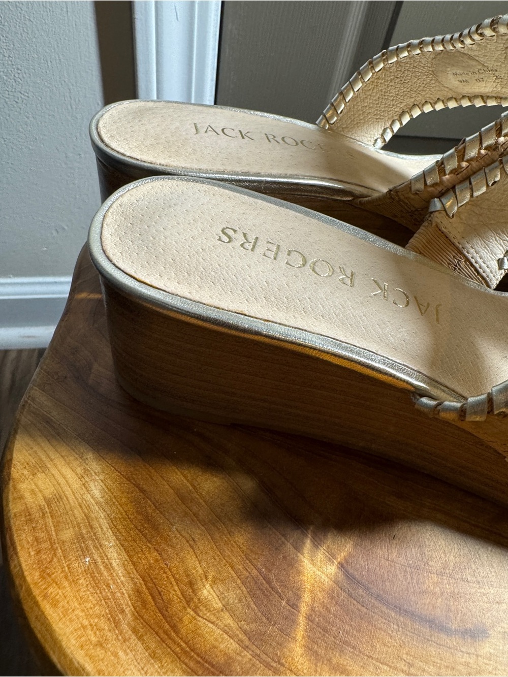 Jack Rogers Women's Jacks Mid Wedge-Stacked Metallic Cork Sandals 9M - Picture 6 of 13